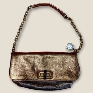 Lanvin Metallic Two Tone Leather Shoulder Bag